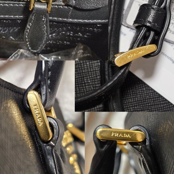 Authentic Prada Borsa a Mano Saffiano Black Tote - Picture 7 of 17